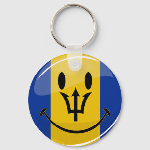 Happy Barbados Flag Key Ring