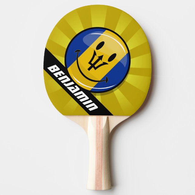Happy Barbados Flag Ping Pong Paddle (Front)