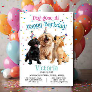 Happy Barkday Birthday Party Dog Invitation