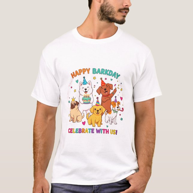 Happy Barkday Funny Dog Party Tee (Front)