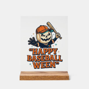 Happy Baseball Ween Vintage Halloween Baseball Des Acrylic Sign