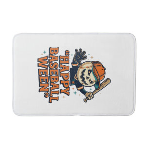 Happy Baseball Ween Vintage Halloween Baseball Des Bath Mat