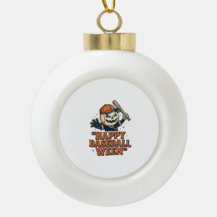 Happy Baseball Ween Vintage Halloween Baseball Des Ceramic Ball Christmas Ornament