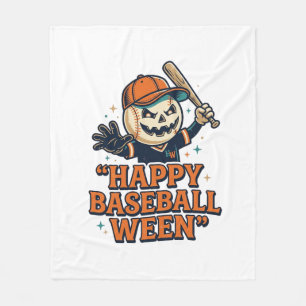 Happy Baseball Ween Vintage Halloween Baseball Des Fleece Blanket