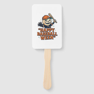 Happy Baseball Ween Vintage Halloween Baseball Des Hand Fan