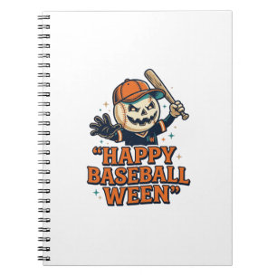 Happy Baseball Ween Vintage Halloween Baseball Des Notebook