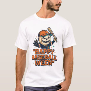 Happy Baseball Ween Vintage Halloween Baseball Des T-Shirt