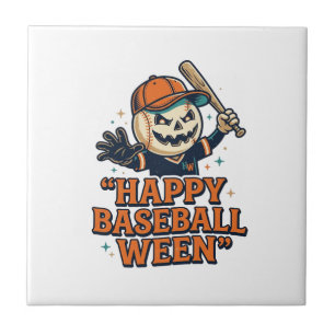 Happy Baseball Ween Vintage Halloween Baseball Des Tile