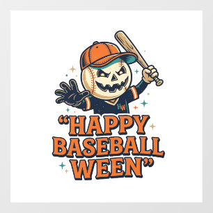 Happy Baseball Ween Vintage Halloween Baseball Des Window Cling