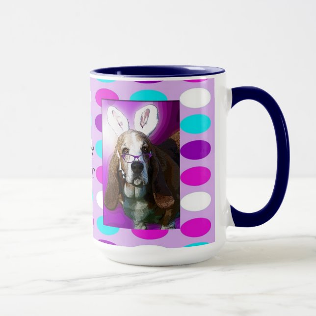 Happy Basset Hound Easter Coffee Mug (Right)