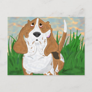 Happy Basset Hound Postcard