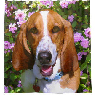 Happy Basset Hound Shower Curtain