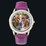 Happy Basset Hound Watch<br><div class="desc">Happy Basset Hound was created with digital photography and digital painting techniques. Katie is one of my favourite dog friends. was created with digital photography and digital painting techniques. Katie is one of my favourite dog friends.</div>