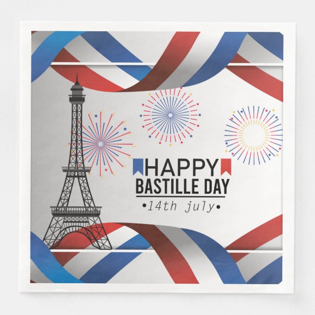 Happy Bastille Day - 14th July Napkin (Front)