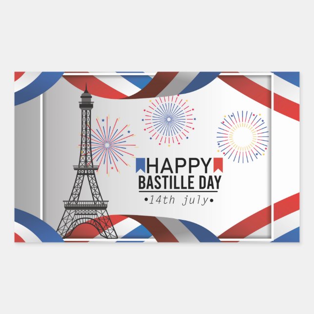 Happy Bastille Day - 14th July Rectangular Sticker (Front)