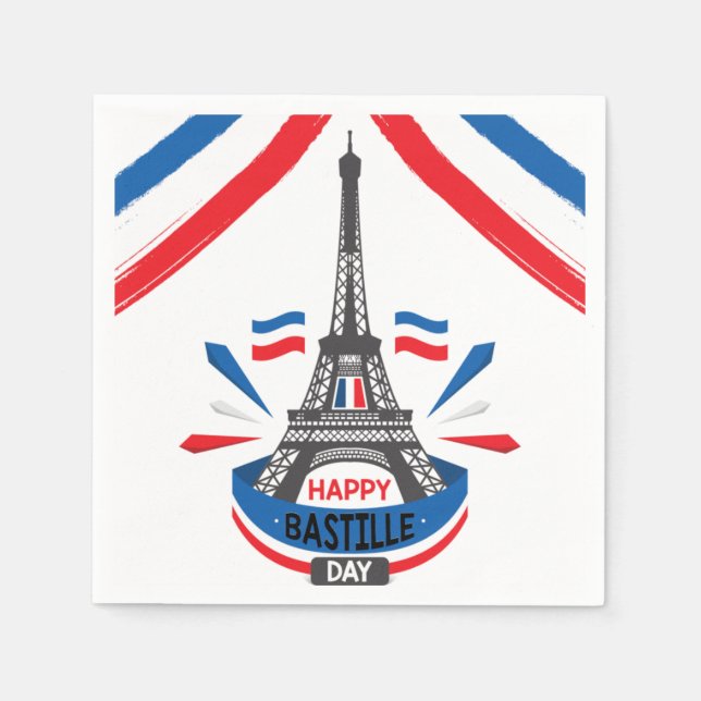 Happy Bastille Day Eiffel Tower Napkin (Front)