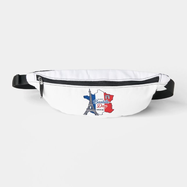 Happy Bastille Day France Map Eiffel Tower Vector_ Bum Bags (Front)