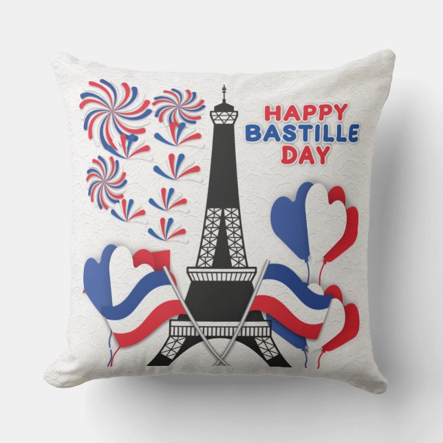 Happy Bastille Day/ To Paris with Love Lace Pillow (Front)