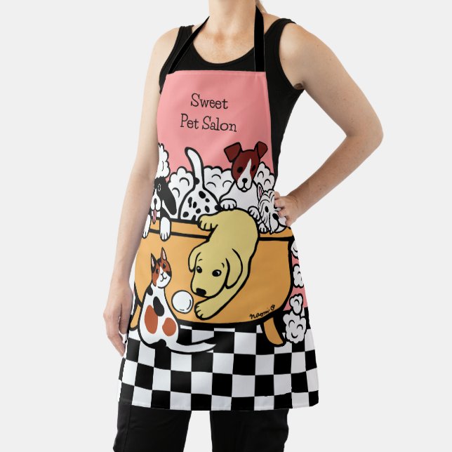 Happy Bath Time Yellow Labrador and Dog Friends Apron (Insitu)