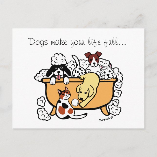 Happy Bath Time Yellow Labrador Cartoon Postcard (Front)
