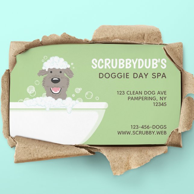 Happy Bathtub Dog | Dog Wash | Pet Grooming Business Card (Creator Uploaded)