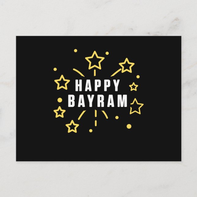Happy Bayram Islam Muslim Allah Mosque God Gift Postcard (Front)
