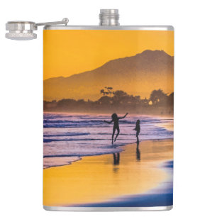 Happy Beach Dancer at Sunset Coffee Mug Hip Flask
