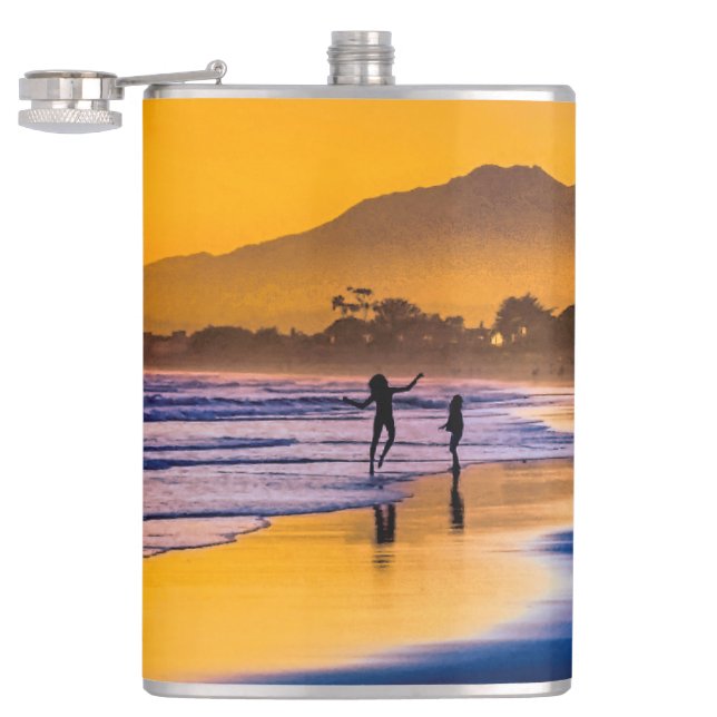 Happy Beach Dancer at Sunset Hip Flask (Opened)