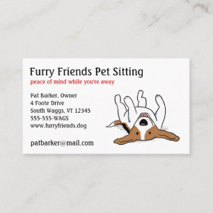 Happy Beagle Cute Cartoon Dog Pet Care Service Business Card
