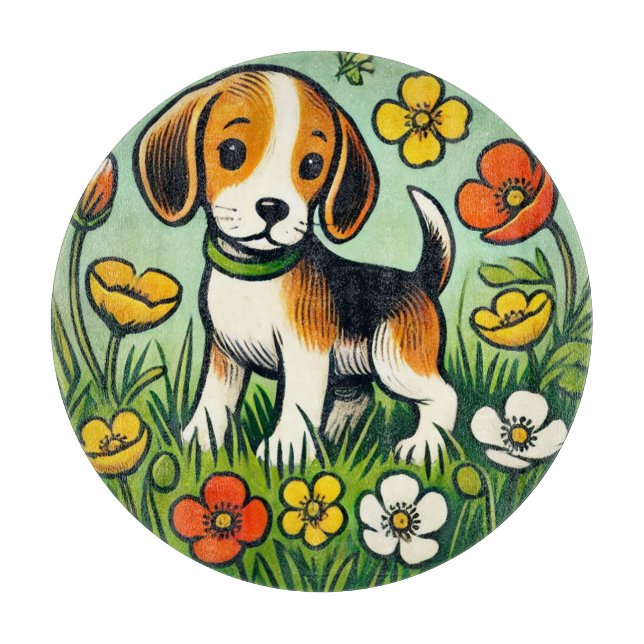 Happy Beagle Dog                                   Cutting Board (Front)