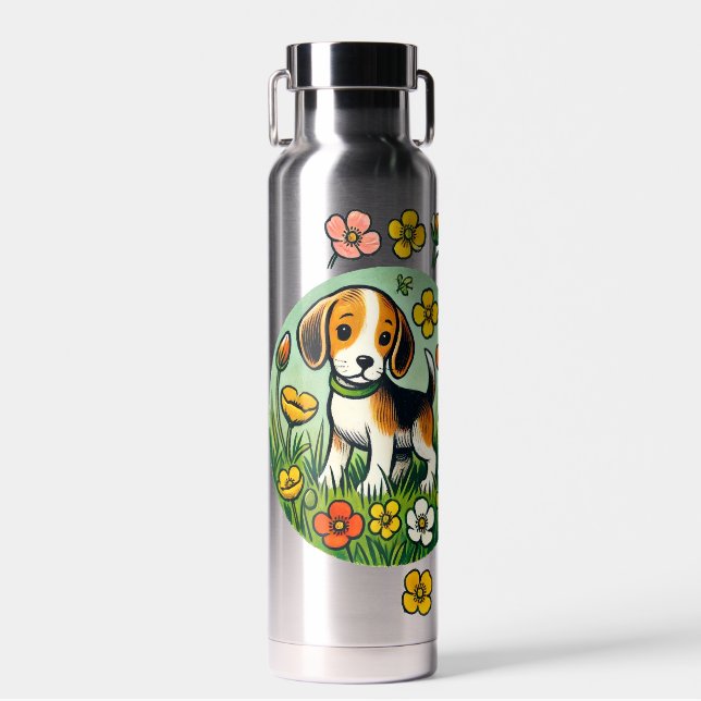 Happy Beagle Dog                                   Water Bottle (Front)