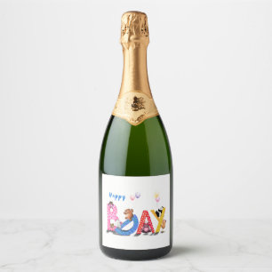 Happy Bear Birthday Bottle Labels