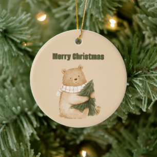 Happy Bear Christmas Tree Snowflake Ceramic Tree Decoration
