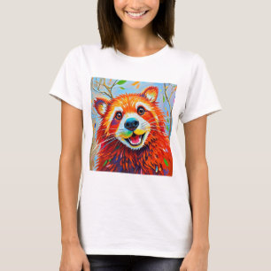 Happy Bear Expressive abstract animal art T-Shirt