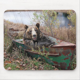 Happy Bear In a Rusty Rowboat Mouse Mat