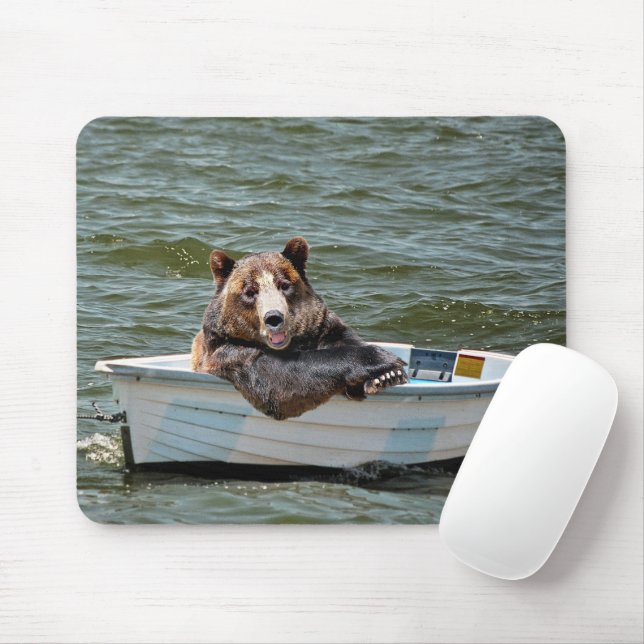 Happy Bear in Dinghy Mouse Mat (With Mouse)