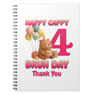 HAPPY BEARTHDAY Cute Teddy Bear 4th Birthday Notebook
