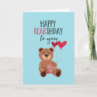 Happy Bearthday Cute Teddy Bear Pun Funny Birthday