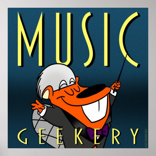 Happy Beaver 9" x9" poster: Music Geekery Poster (Front)