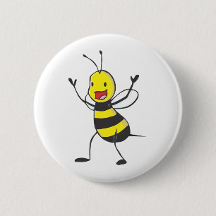 Happy Bee 6 Cm Round Badge