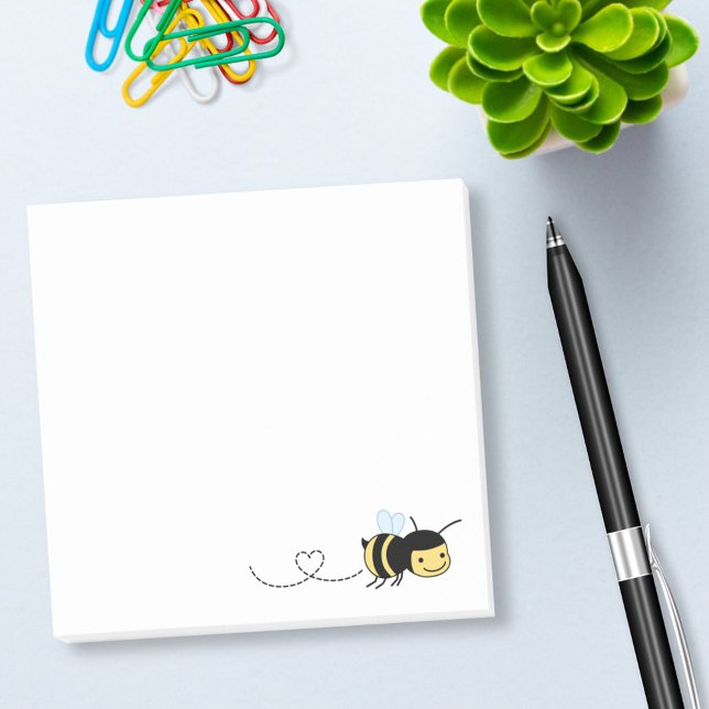 Happy Bee Buzzing Around Post-it Notes (Creator Uploaded)
