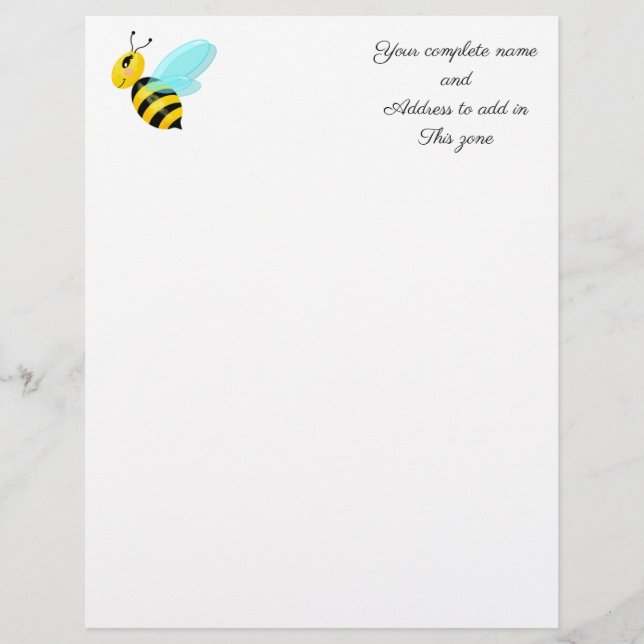Happy Bee Custom Letterhead (Front)