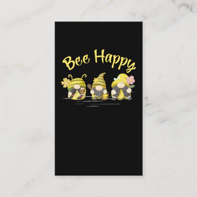 Happy Bee Cute Beekeeping Gnomes Business Card (Front)