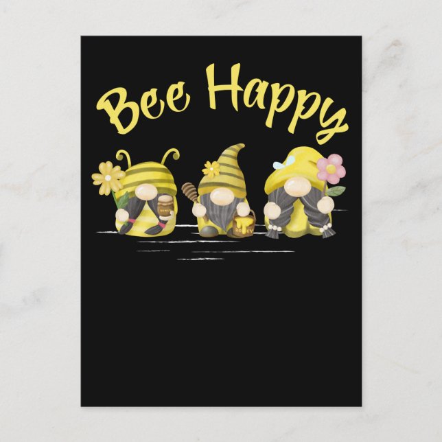 Happy Bee Cute Beekeeping Gnomes Postcard (Front)