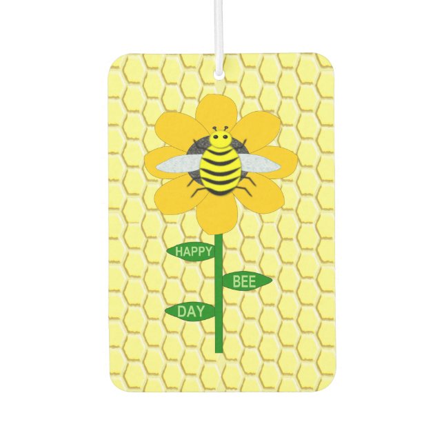 Happy Bee Day Birthday Bumblebee Car Air Freshener (Front)