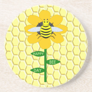 Happy Bee Day Birthday Bumblebee Coaster