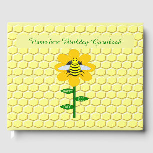 Happy Bee Day Birthday Bumblebee Custom Guest Book