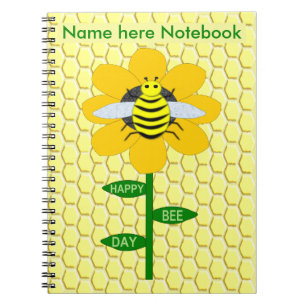 Happy Bee Day Birthday Bumblebee Custom Notebook