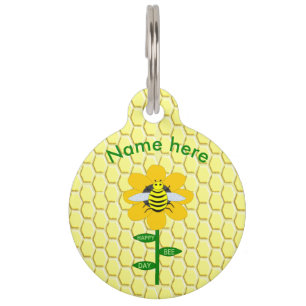 Happy Bee Day Birthday Bumblebee Custom Pet Tag