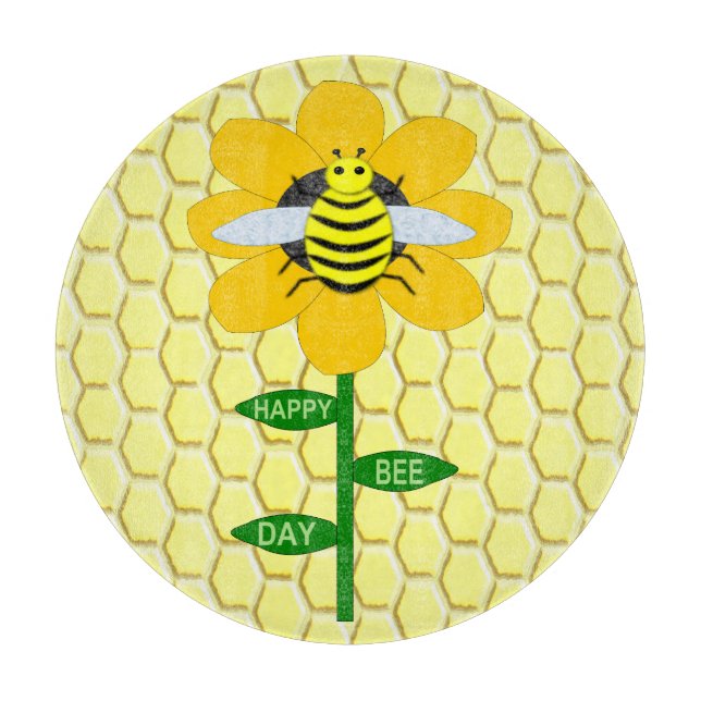 Happy Bee Day Birthday Bumblebee Cutting Board (Front)